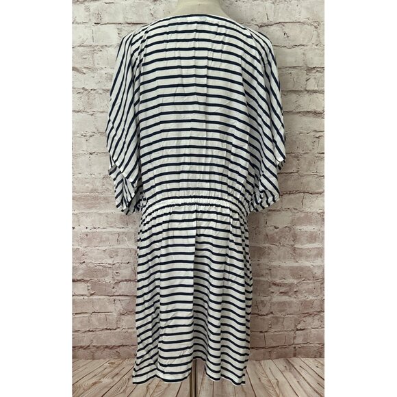 LANDS' END Womens White Navy Stripe Swim Cover-Up Modal Size Large 14-16 NEW $72 - Picture 5 of 5